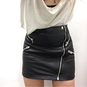 the kooples black leather moto mini skirt 🏍️